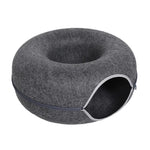 Tunnel de jeu et panier Donut pour chats - Maison en feutre naturel pour chatons et chats adultes - PawHarmony