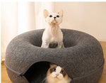 Tunnel de jeu et panier Donut pour chats - Maison en feutre naturel pour chatons et chats adultes - PawHarmony