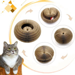 Jouet griffoir rond pour chats avec balle - Planche à griffer et jeu interactif - PawHarmony