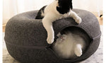 Tunnel de jeu et panier Donut pour chats - Maison en feutre naturel pour chatons et chats adultes - PawHarmony